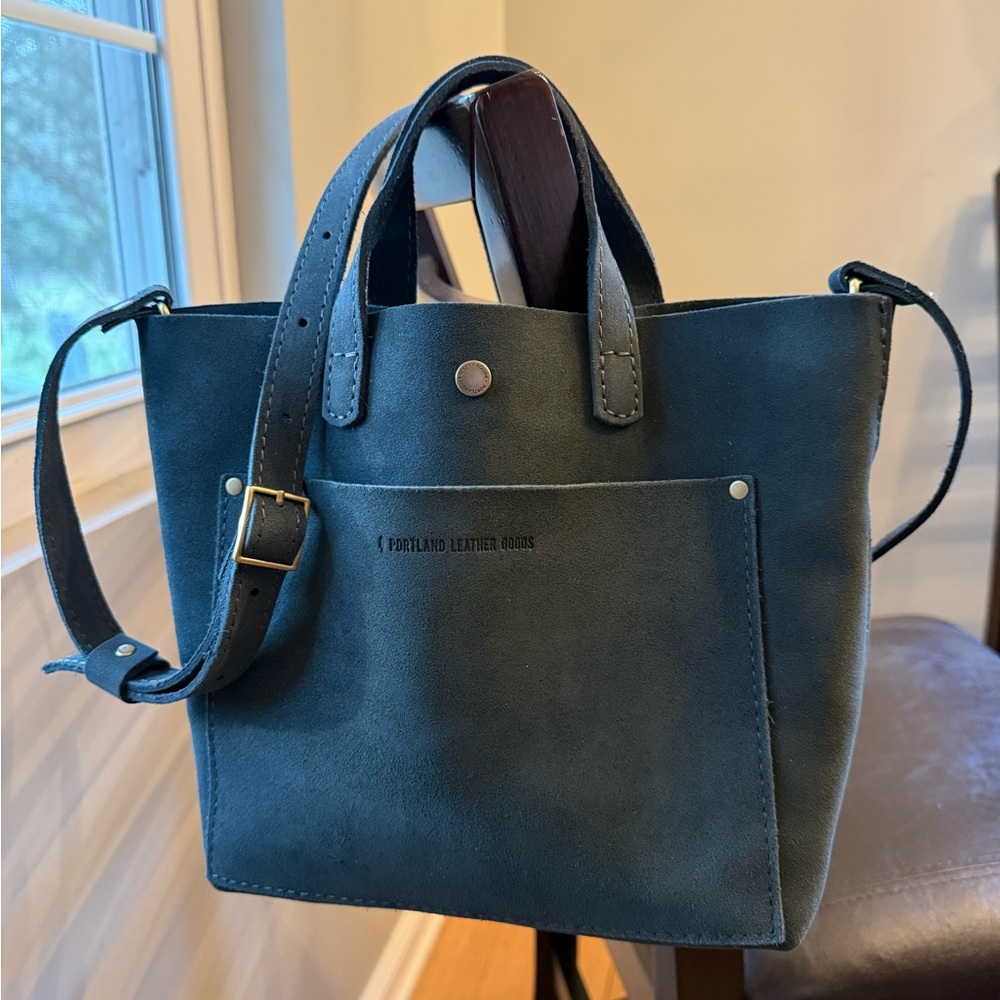 NEW Portland Leather Mini Crossbody Tote Brand New Gray Black Peppercorn